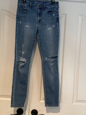 Old Navy Women Stressed Denim Jeans, Size 8, Color Blue
